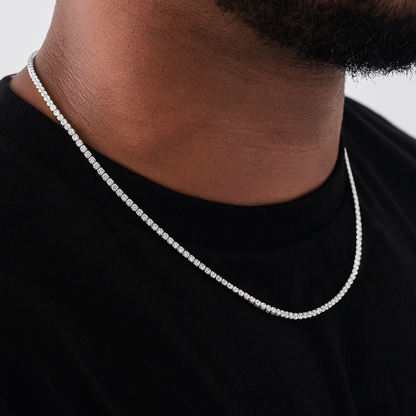 Micro Tennis Necklace in White Gold