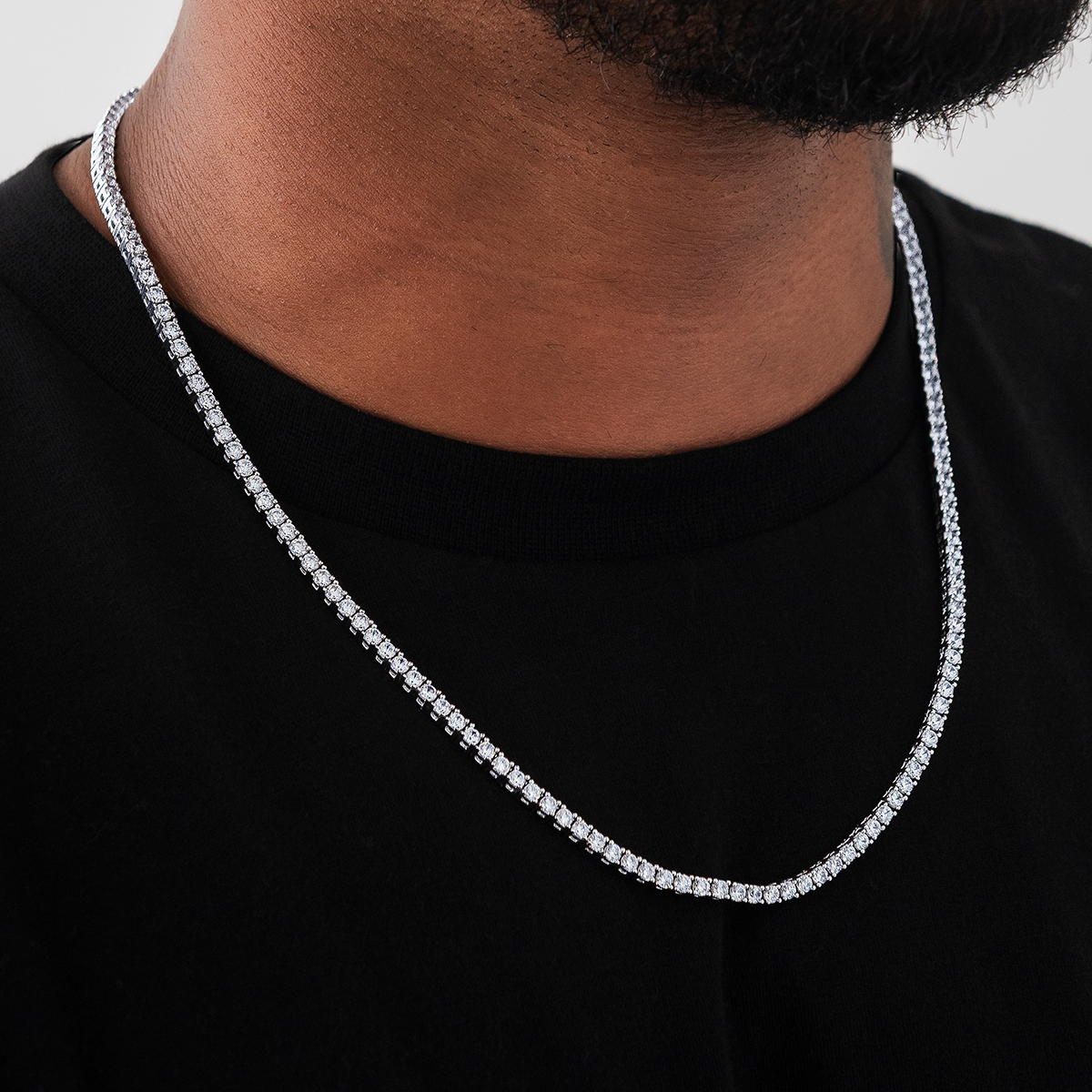 Diamond Tennis Necklace in White Gold- 3mm