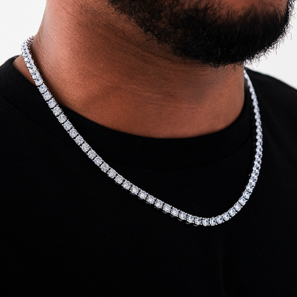 Diamond Tennis Necklace in White Gold- 5mm