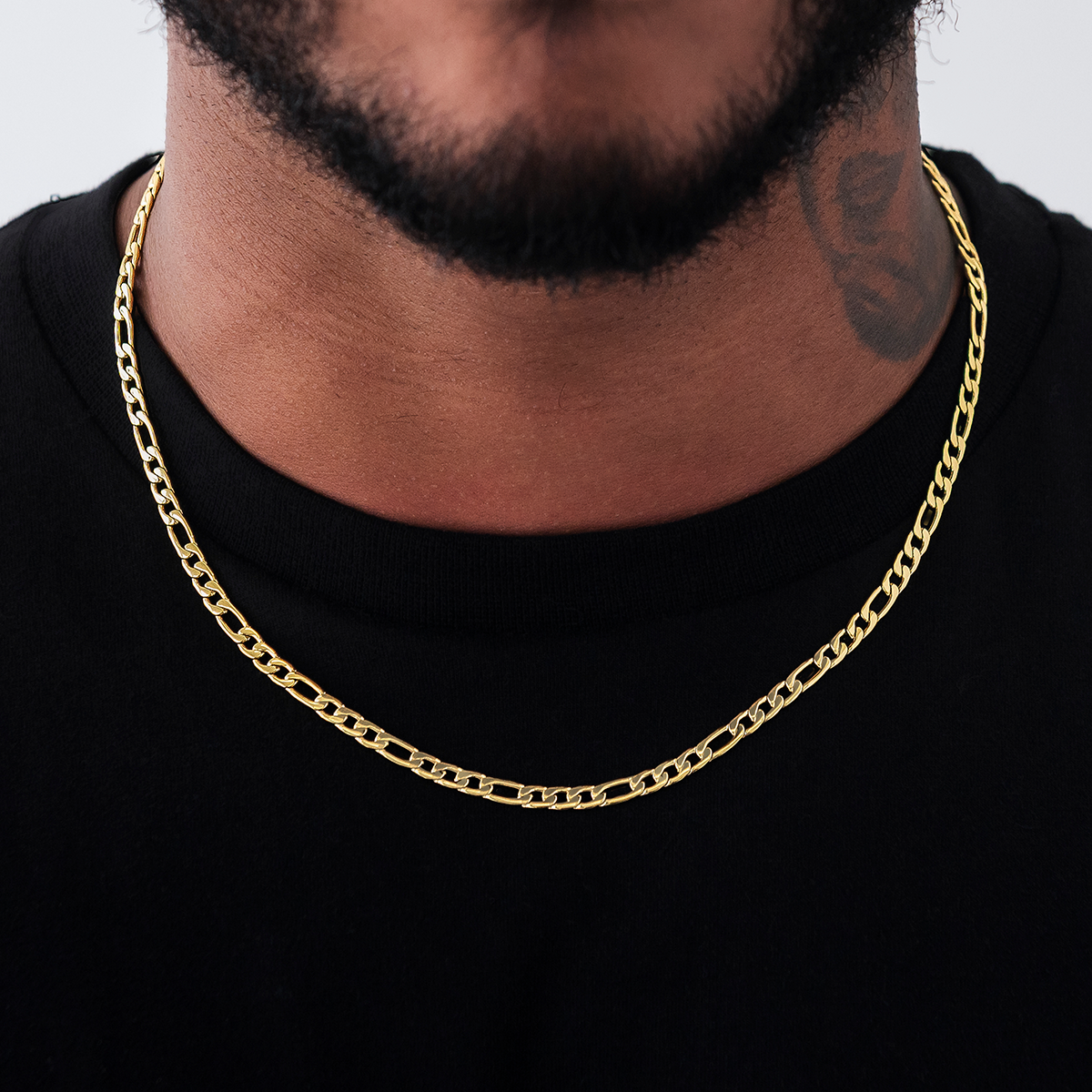 Figaro Link Chain in Yellow Gold - 4mm