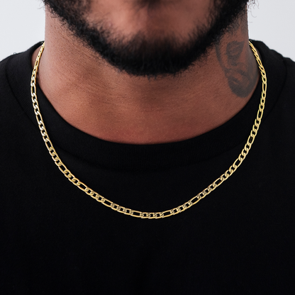 Figaro Link Chain in Yellow Gold - 4mm