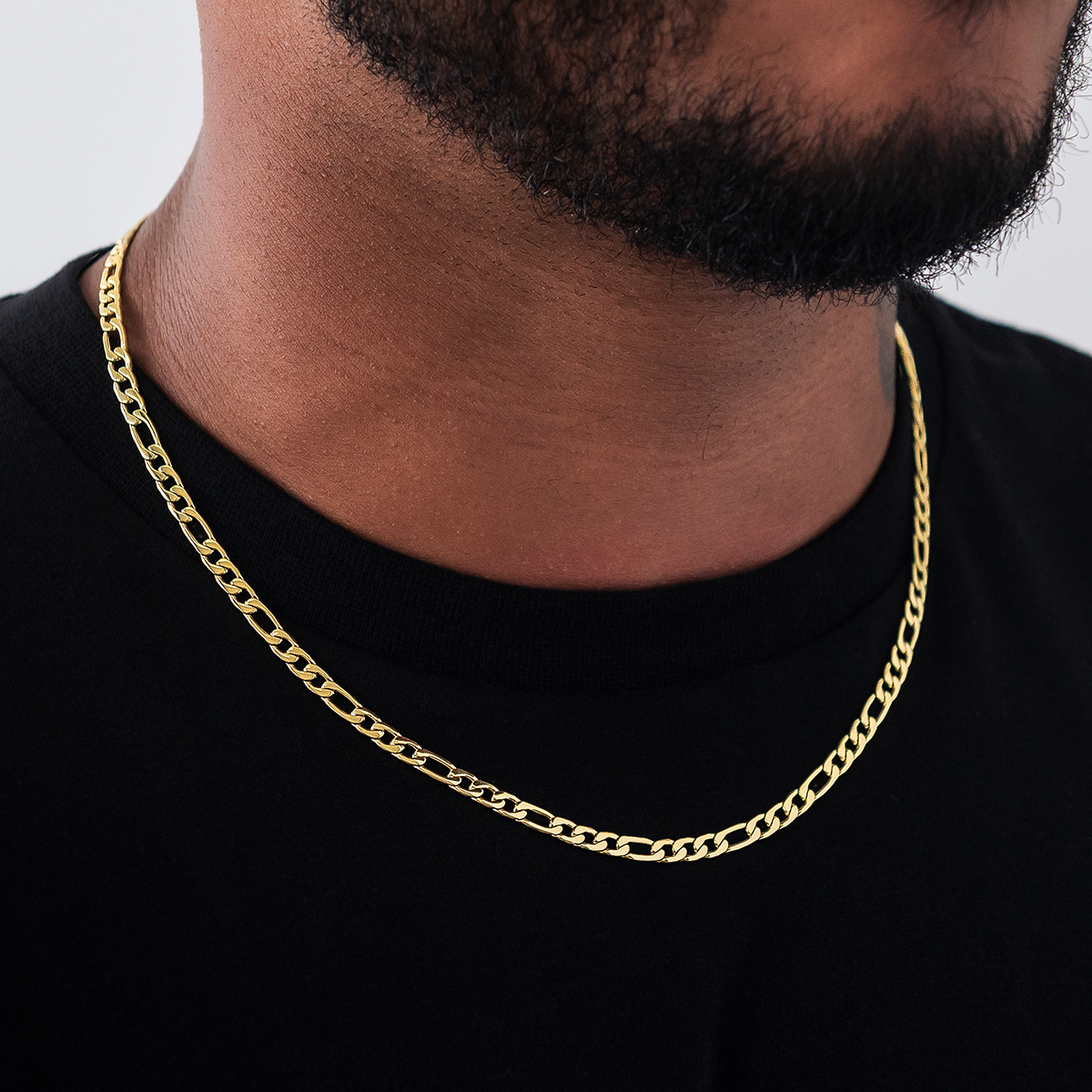 Figaro Link Chain in Yellow Gold - 4mm