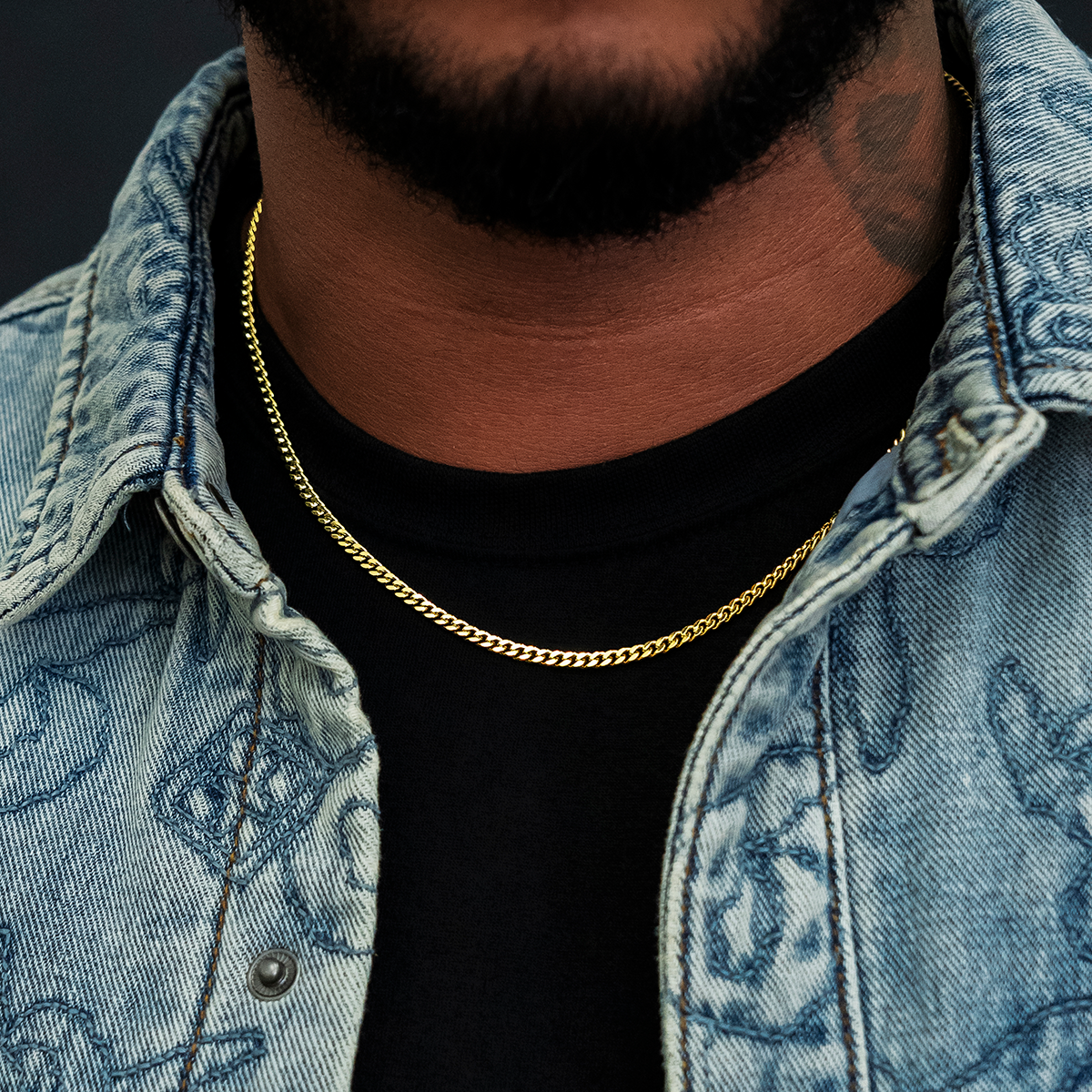 Micro Cuban in Yellow Gold- 3mm