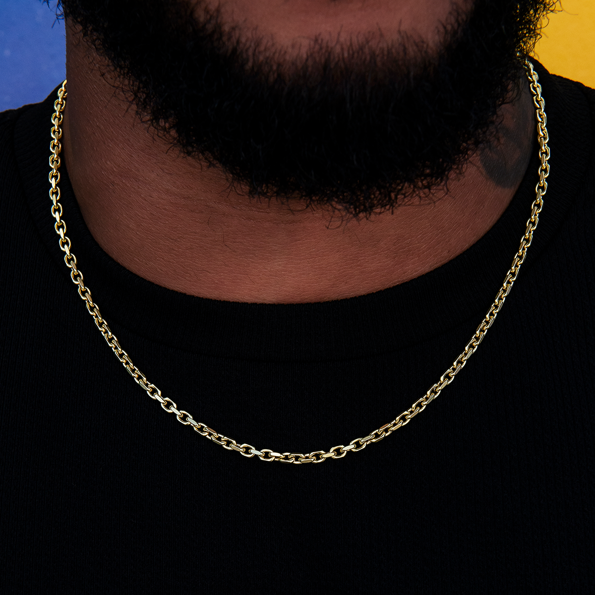 3.6mm Open Box Chain - Yellow Gold