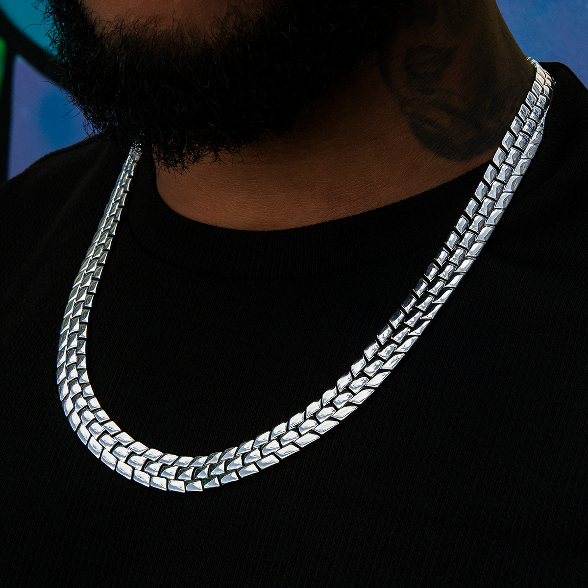 12MM Spine Chain - White Gold