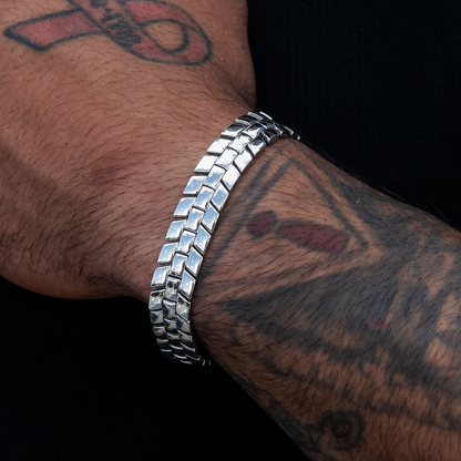 12MM Spine Chain Bracelet - White Gold