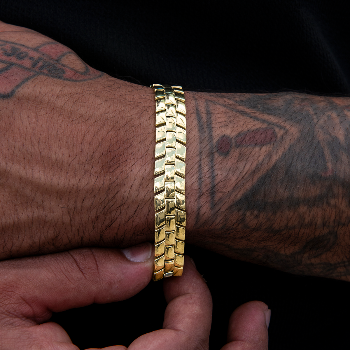 12MM Spine Chain Bracelet - Yellow Gold