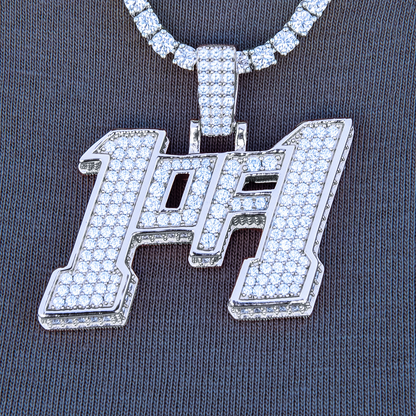 Men's Moissanite 1of1 Pendant in White Gold Vermeil