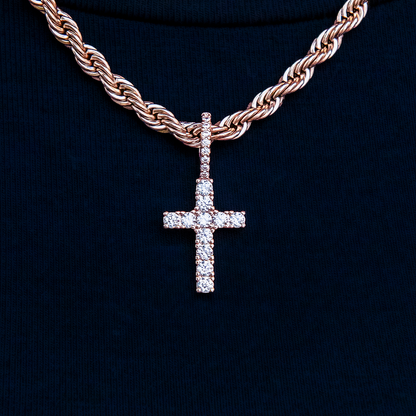 Micro Diamond Cross Pendant - Rose Gold