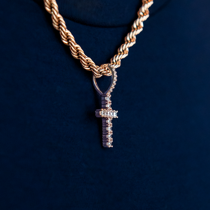 Micro Diamond Cross Pendant - Rose Gold
