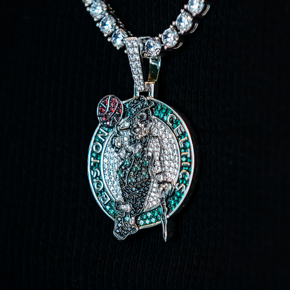Boston Celtics Official NBA Primary Logo Pendant - White Gold