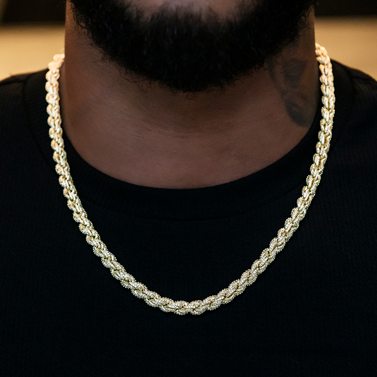 Diamond Rope Chain in Yellow Gold- 8mm