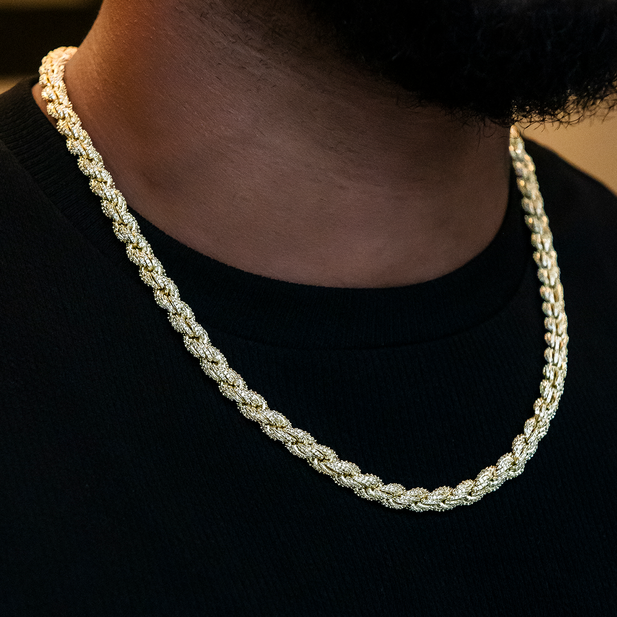 Diamond Rope Chain in Yellow Gold- 8mm