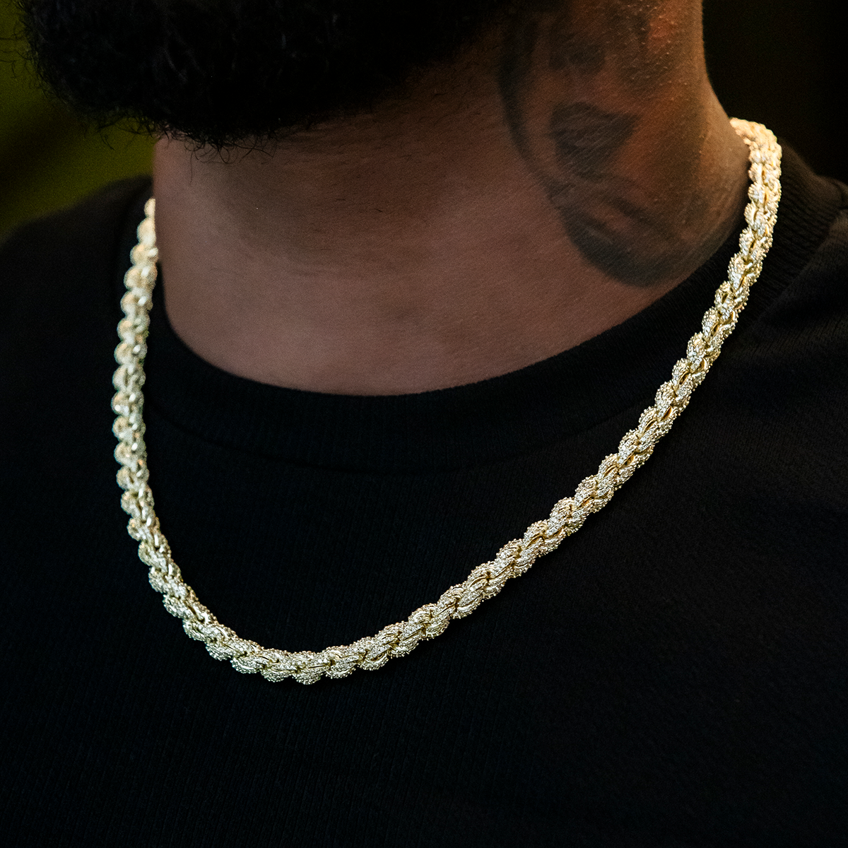 Diamond Rope Chain in Yellow Gold- 8mm