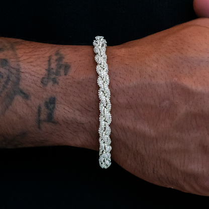 Diamond Rope Chain Bracelet in White Gold- 8mm