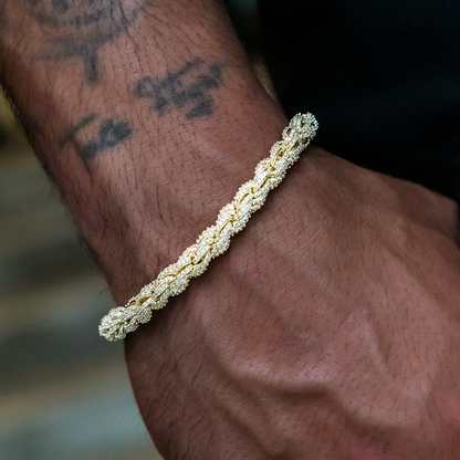 Diamond Rope Chain Bracelet in Yellow Gold- 8mm
