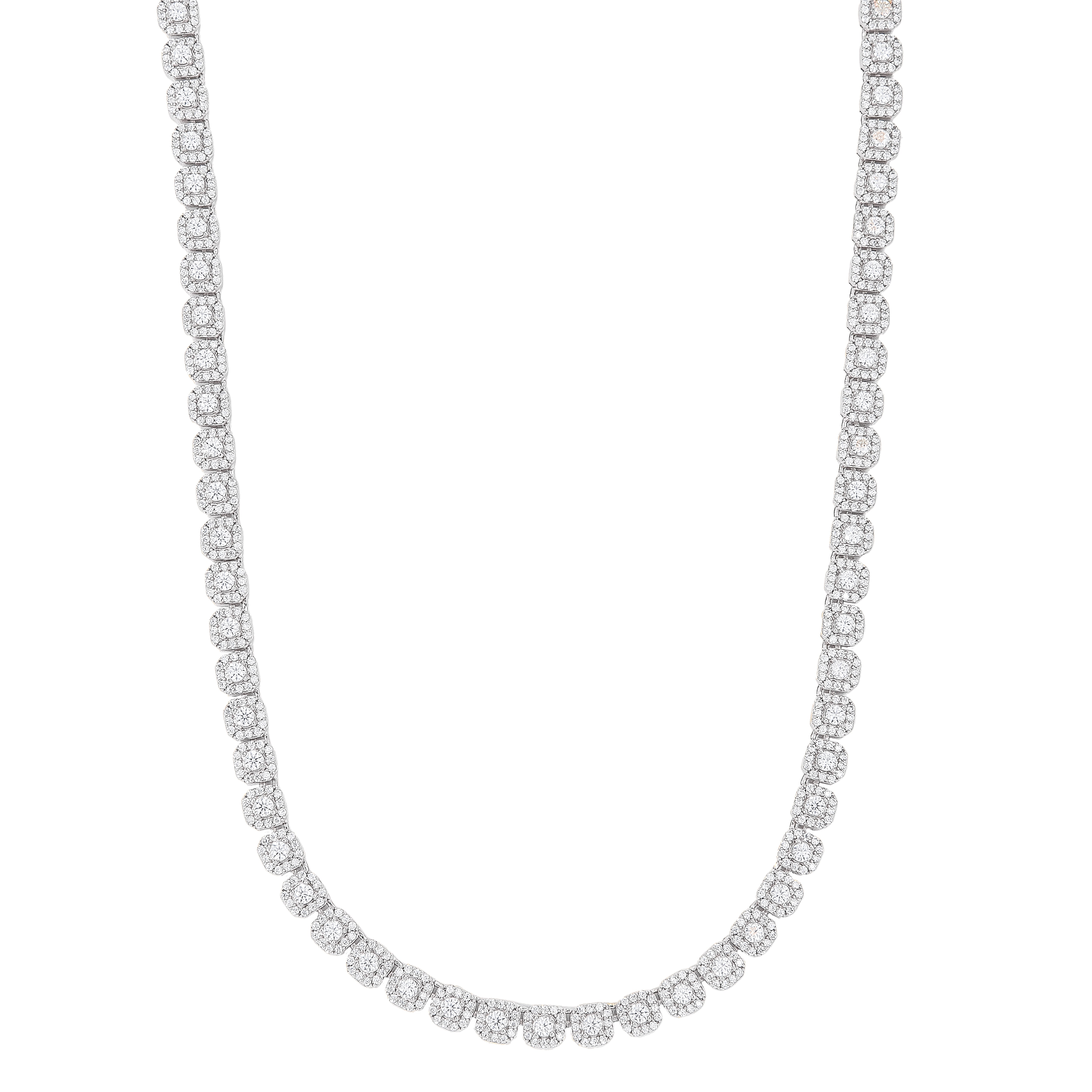 Men's 6MM Clustered Moissanite Tennis Necklace in White Gold Vermeil