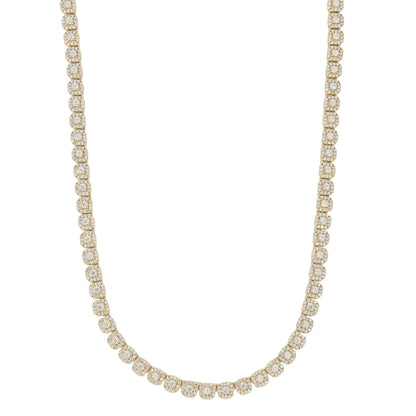 Men's 6MM Clustered Moissanite Tennis Necklace in Yellow Gold Vermeil