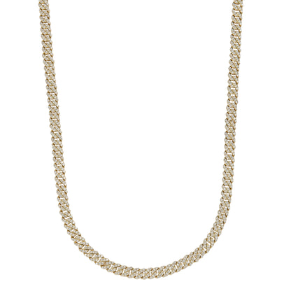 Men's 6MM Micro Diamond Prong Moissanite Cuban Chain Necklace in Yellow Gold Vermeil