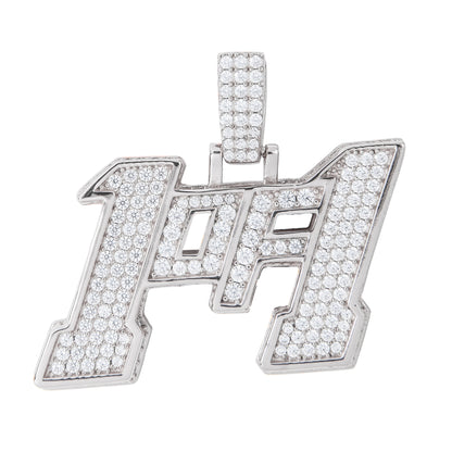 Men's Moissanite 1of1 Pendant in White Gold Vermeil