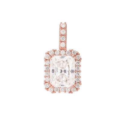Men's Moissanite Micro Diamond Stone Pendant in Rose Gold Vermeil