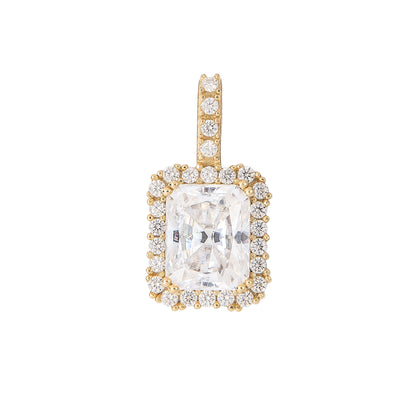Men's Moissanite Micro Diamond Stone Pendant in Yellow Gold Vermeil