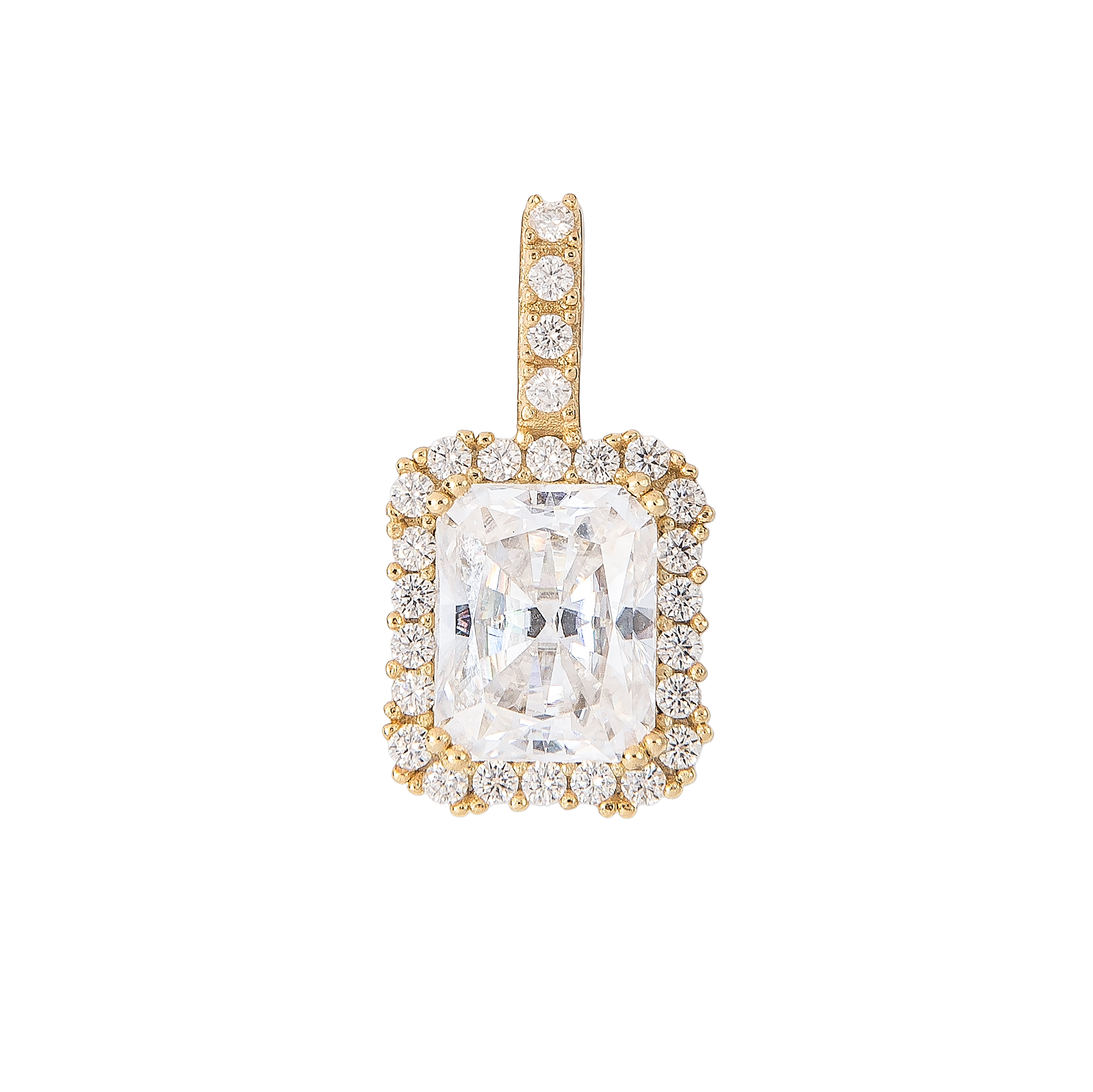 Men's Moissanite Micro Diamond Stone Pendant in Yellow Gold Vermeil