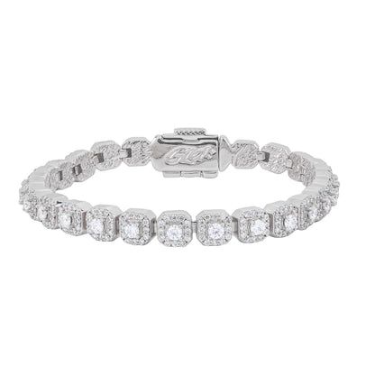 Men's 6MM Clustered Moissanite Tennis Bracelet in White Gold Vermeil