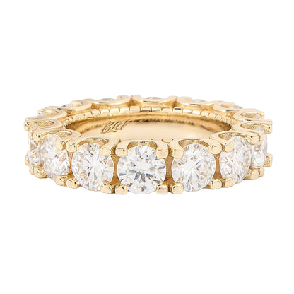 Men's 5MM Moissanite Eternity Diamond Band Ring in Yellow Gold Vermeil