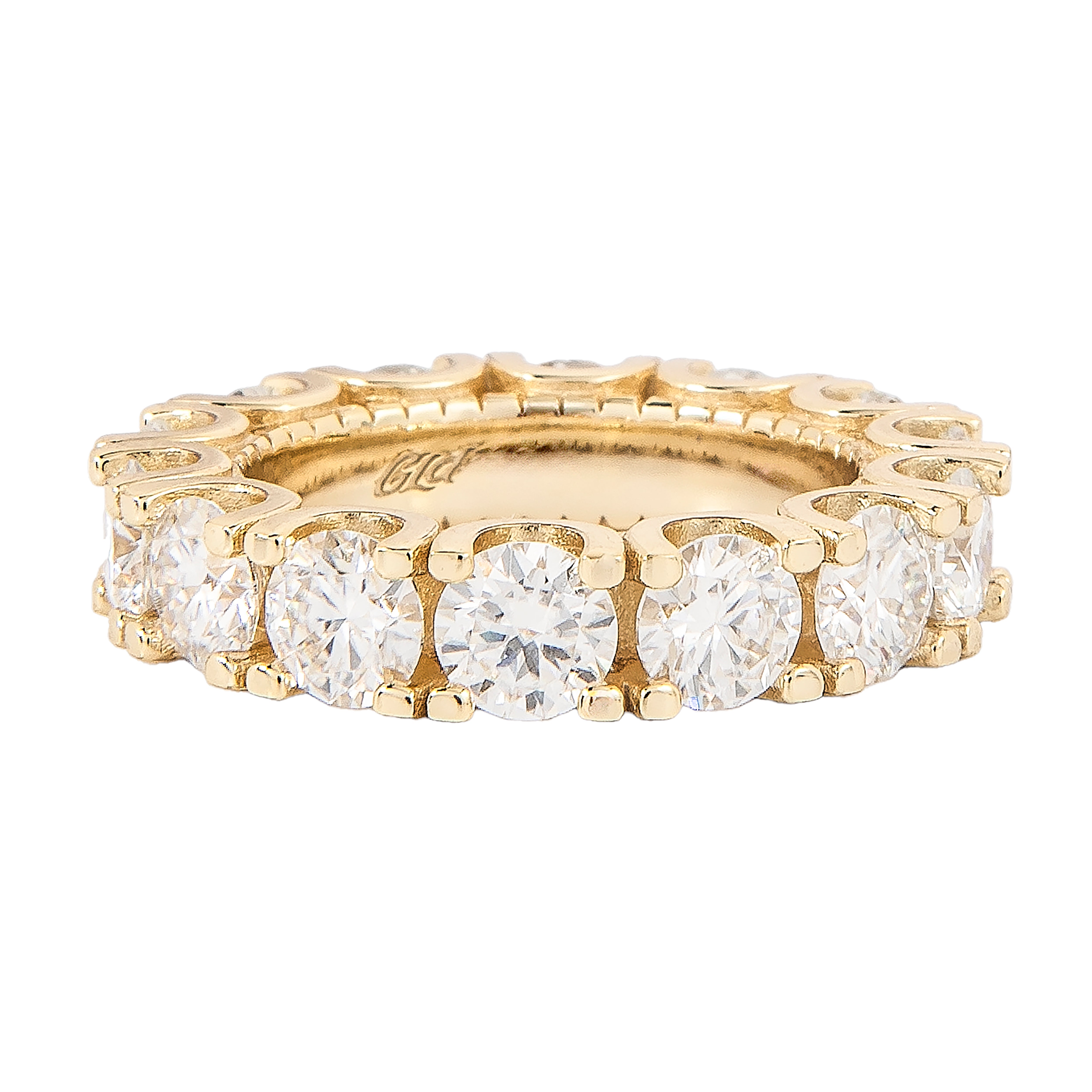 Men's 5MM Moissanite Eternity Diamond Band Ring in Yellow Gold Vermeil