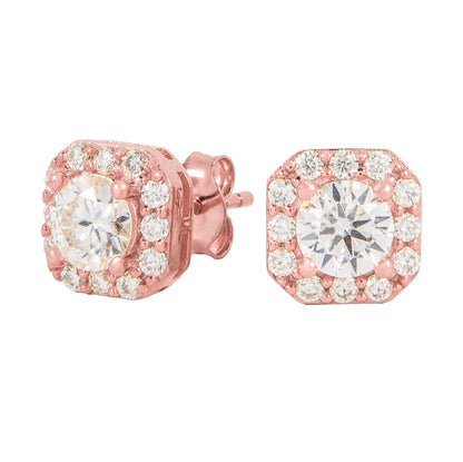 Women's Micro Clustered Moissanite Earrings in Rose Gold Vermeil