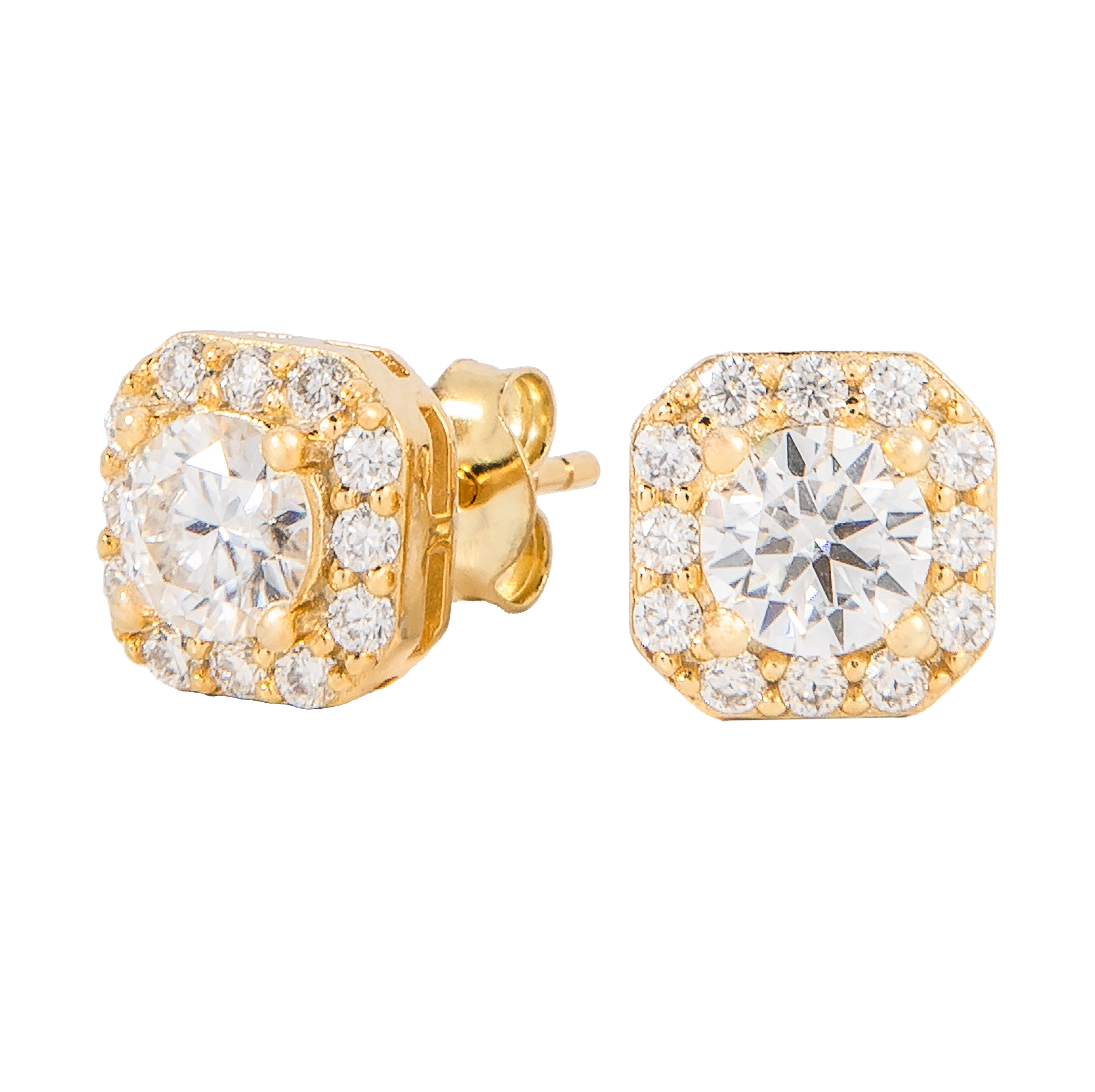 Women's Micro Clustered Moissanite Earrings in Yellow Gold Vermeil