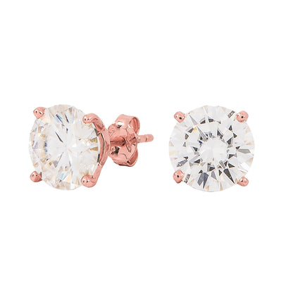 Men's 8MM Round Cut Moissanite Diamond Stud Earrings in Rose Gold Vermeil