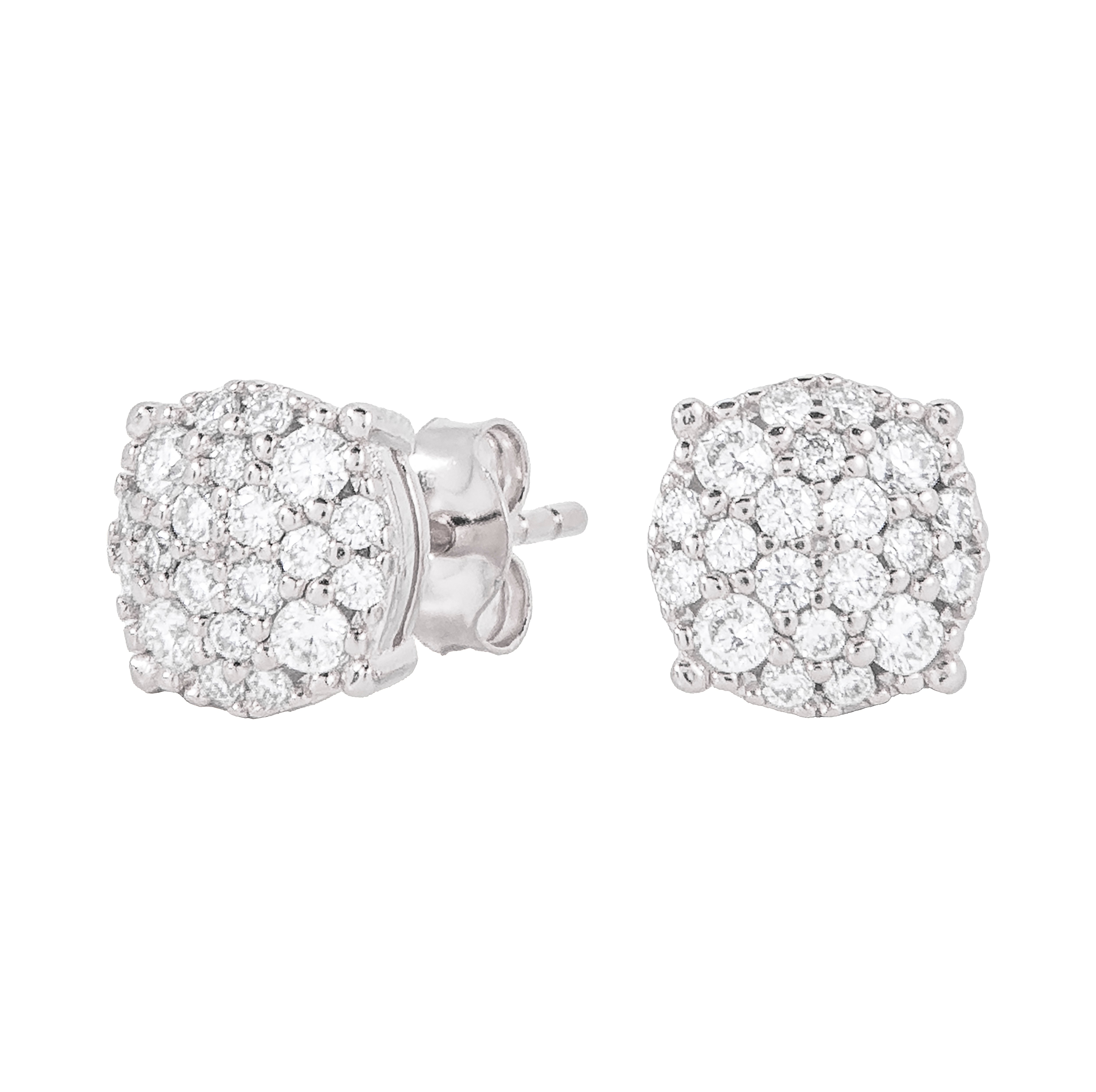 Men's 8MM Pave Set Moissanite Stud Earrings in White Gold Vermeil