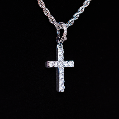 Diamond Cross Clip On Pendant in White Gold
