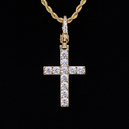 Diamond Cross Clip On Pendant in Yellow Gold