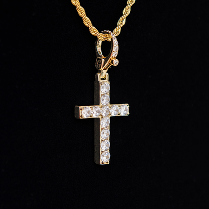 Diamond Cross Clip On Pendant in Yellow Gold
