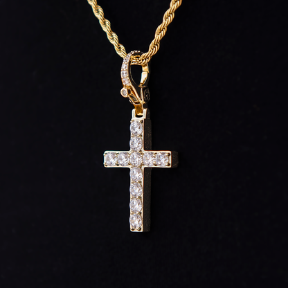 Diamond Cross Clip On Pendant in Yellow Gold