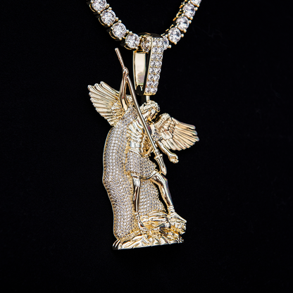 Large Saint Michael Pendant - Yellow Gold