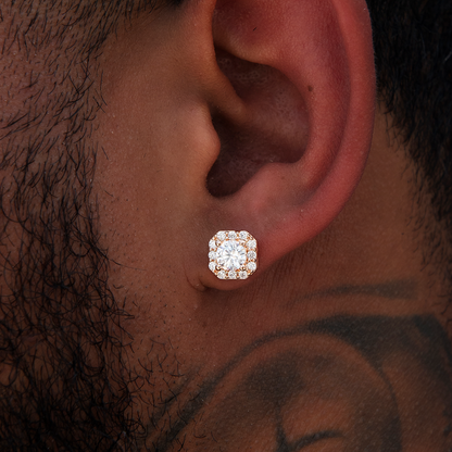 Micro Clustered Diamond Earrings - Rose Gold