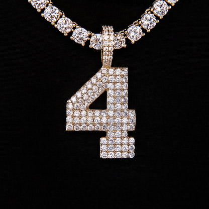 Pave Number Pendants in Yellow Gold