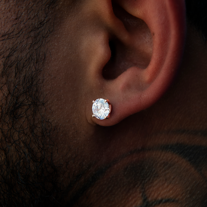 7MM Round Cut Diamond Stud Earrings - Rose Gold