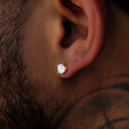 5MM Round Cut Diamond Stud Earrings - Rose Gold