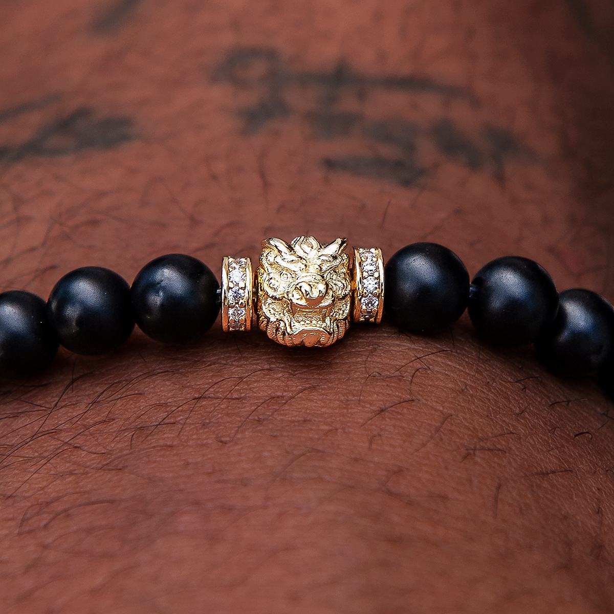 Dragon Beaded Bracelet in Yellow Gold