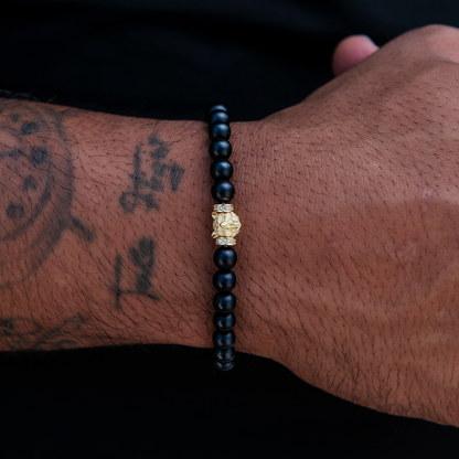 Bear Beaded Bracelet in Yellow Gold