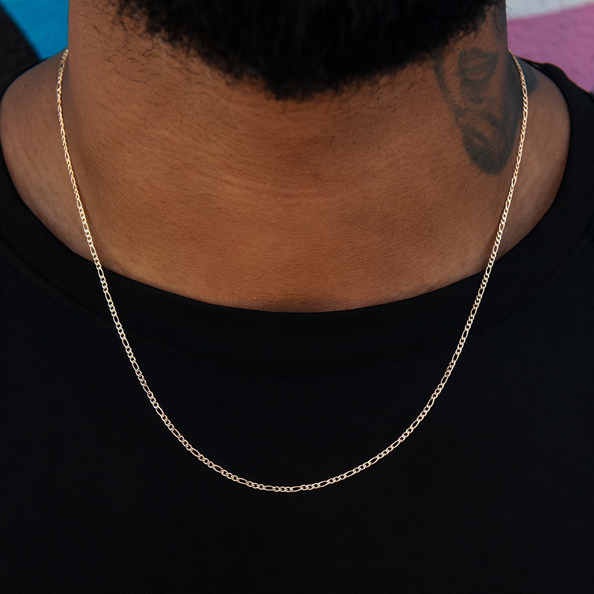Figaro Chain in Rose Gold- 2mm
