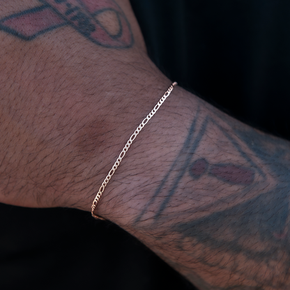 Figaro Bracelet in Rose Gold- 2mm