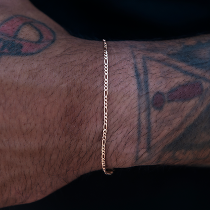 Figaro Bracelet in Rose Gold- 2mm