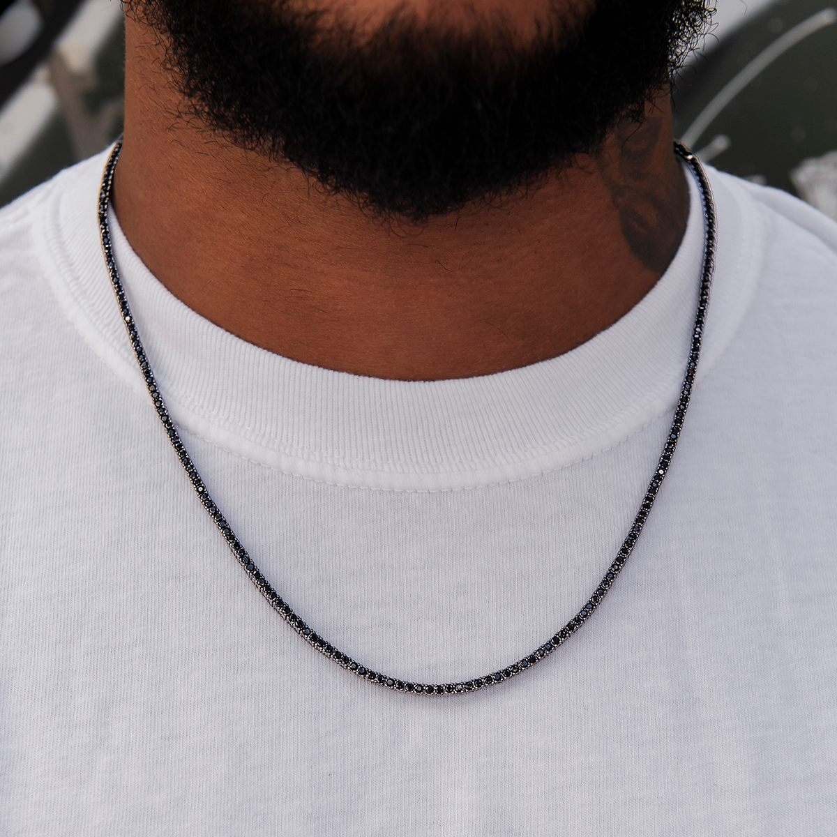 Diamond Tennis Chain in Black- 2mm