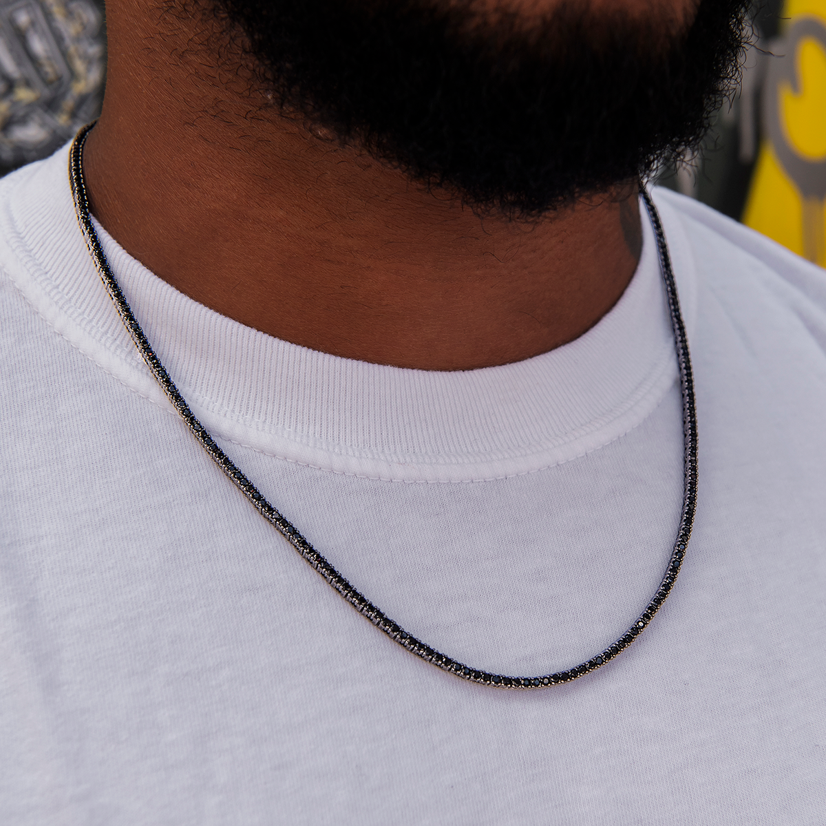 Diamond Tennis Chain in Black- 2mm